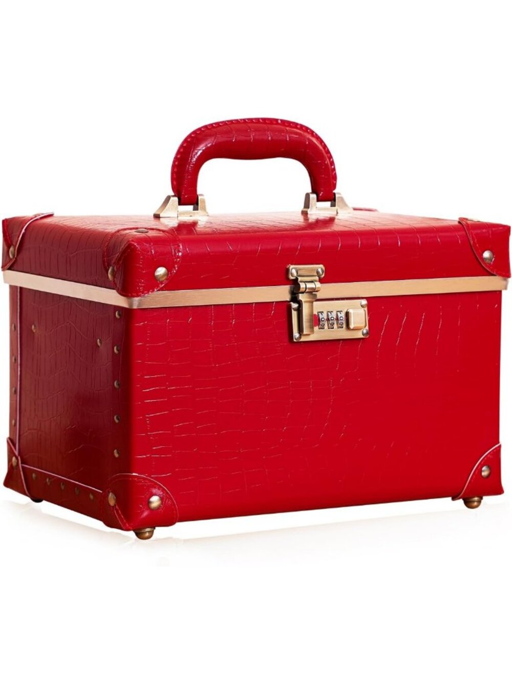 Vintage Makeup Train Case - Lockable Cosmetic Organizer & Storage Box, Stylish
